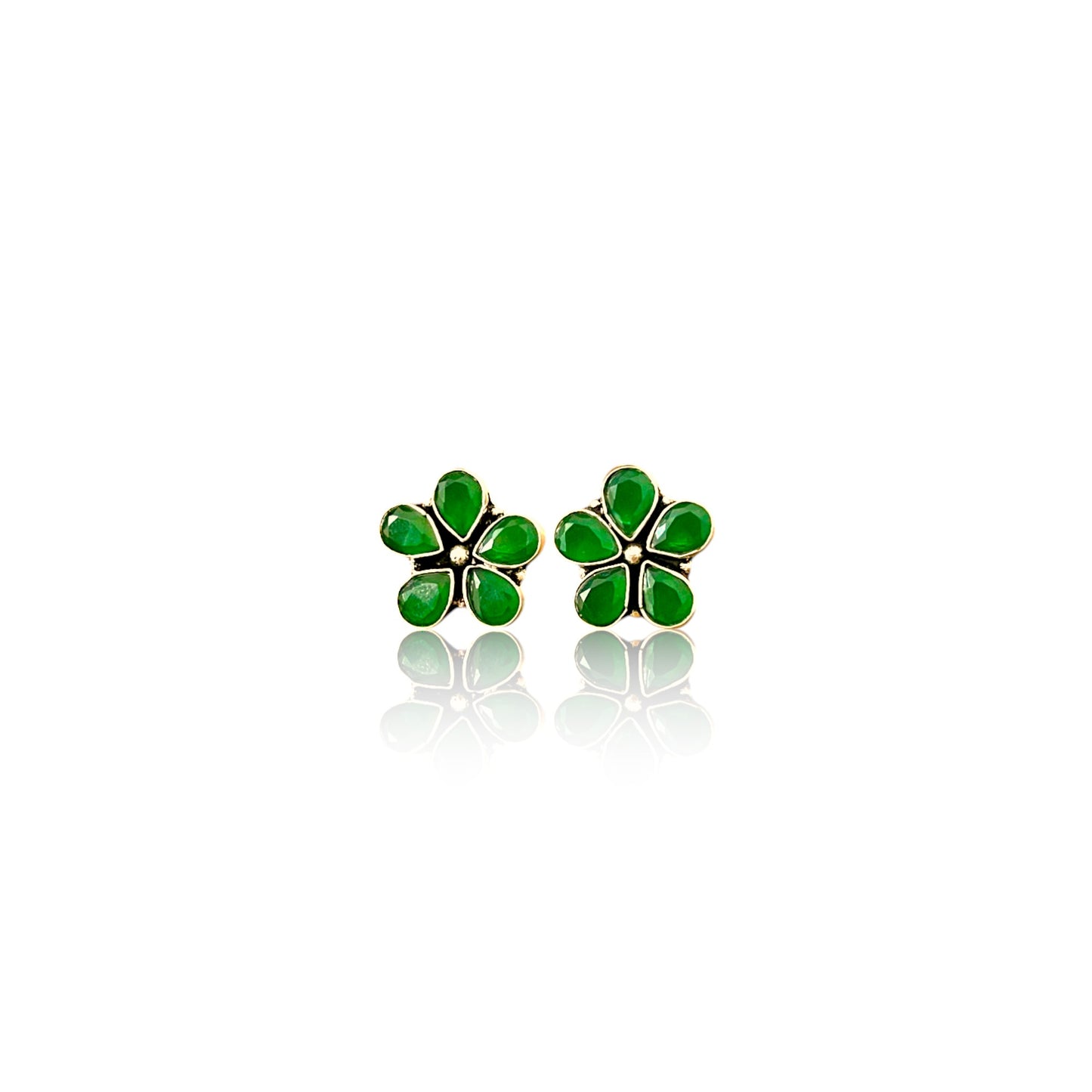 D Glamm Fashion Blue Gemstone Flower Stud Earrings for Girls and Women