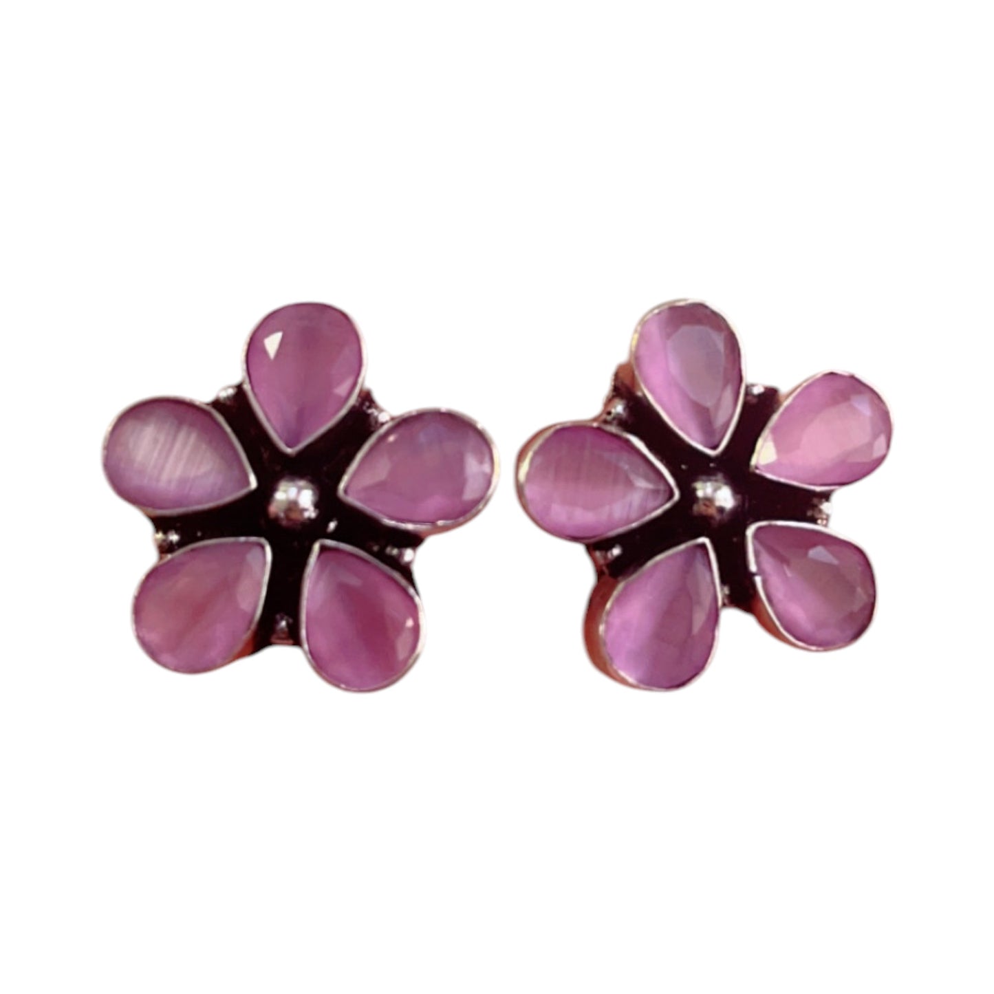 D Glamm Fashion Blue Gemstone Flower Stud Earrings for Girls and Women