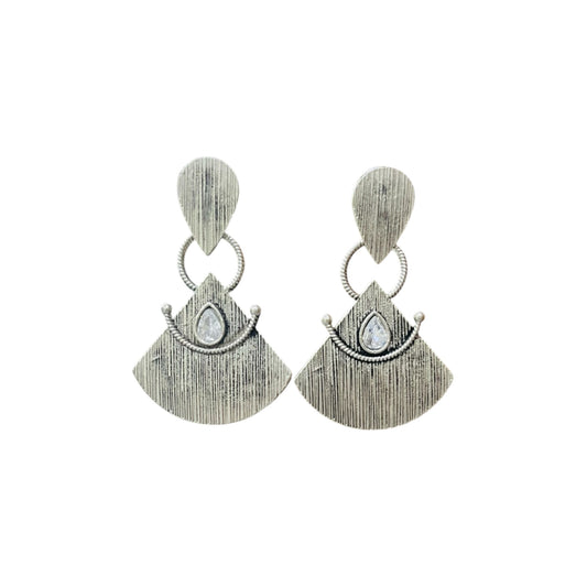 D Glamm Fashion Oxidized Silver Earrings with Gemstone Detail, for Women